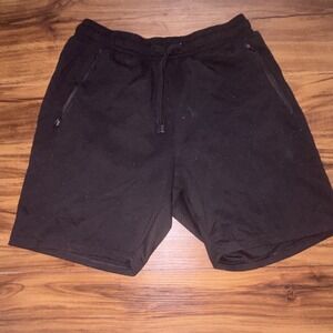 LEG3ND Sweat Shorts Black Drawstring Pockets Elastic Waist Flat Front Men